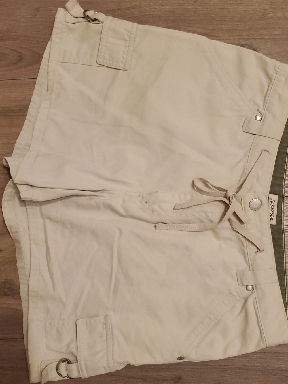 Cream Drawstring Casual Shorts